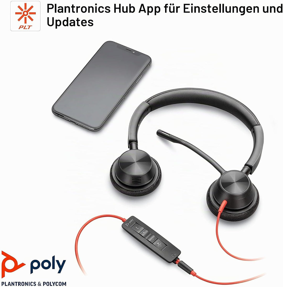 Plantronics – Blackwire 3325 USB-A (Poly) – Zwei-Ohr Headset (Stereo) mit Mikrofonarm & Kabel – Verb