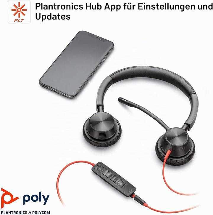 Plantronics – Blackwire 3325 USB-A (Poly) – Zwei-Ohr Headset (Stereo) mit Mikrofonarm & Kabel – Verb
