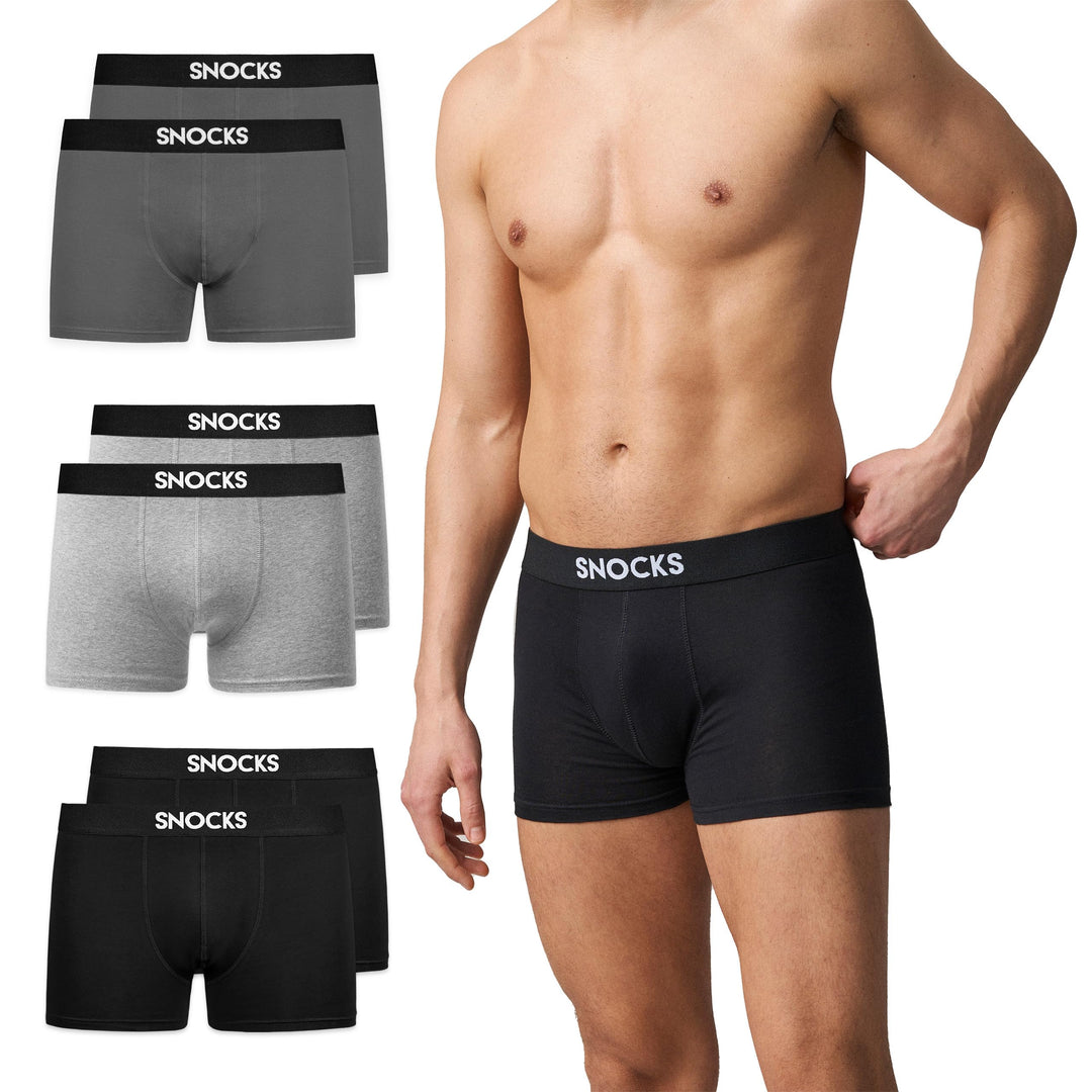 Snocks Boxershorts Herren Bio Baumwolle (6er Pack) Unterhosen Herren ohne einschneidenden Gummibund