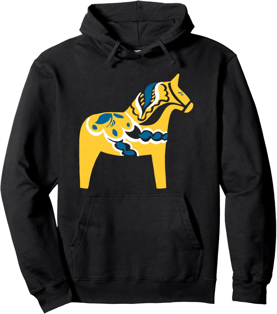 Schwedisches Dala Pferd Schweden Gelb Dalecarlian Pferd Pullover Hoodie