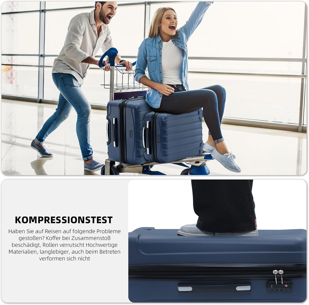 BEIBYE TSA-Schloss 2080 Zwillingsrollen 3 TLG. Reisekofferset Koffer Kofferset Trolley Trolleys Hart