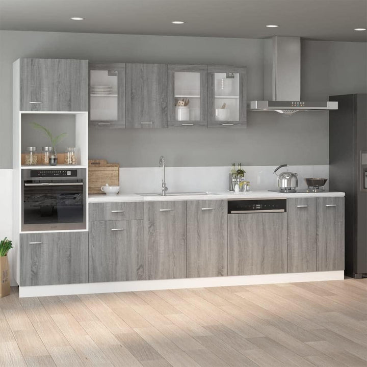 INLIFE Hängeschrank Glas Grau Sonoma 80x31x60 cm Holzwerkstoff,Grau,20.8KG