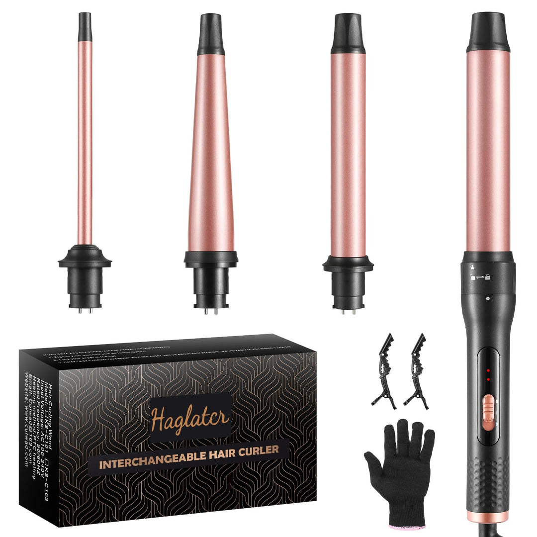 Haglater Lockenstab 4 in 1 Multifunktions Austauschbare Keramikbeschichtung Curling Iron, Lockenstäb