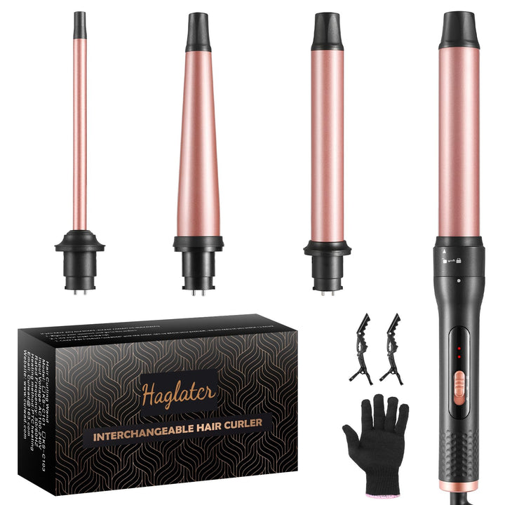 Haglater Lockenstab 4 in 1 Multifunktions Austauschbare Keramikbeschichtung Curling Iron, Lockenstäb