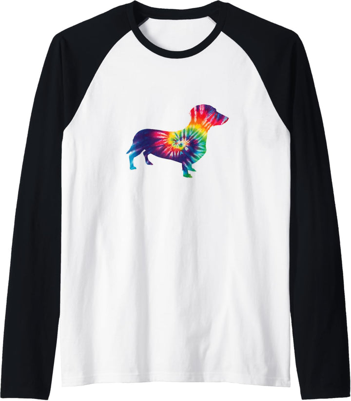 Tie Dye Dog Lover Dachshund Doxie Raglan