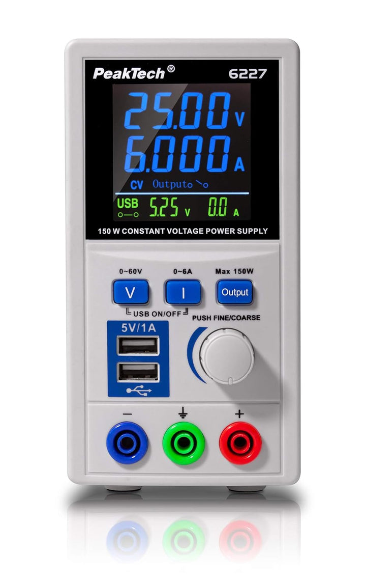 PeakTech 3441 – True RMS Digital Multimeter - CAT III 1000 V, Blau & P 6227 – DC Labor Netzteil 0-60