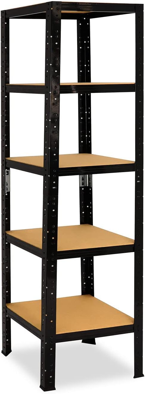 shelfplaza® 180x23x23cm Black Schwerlastregal schwarz/Metallregal schwarz 5 Böden à 175kg Tragkraft/