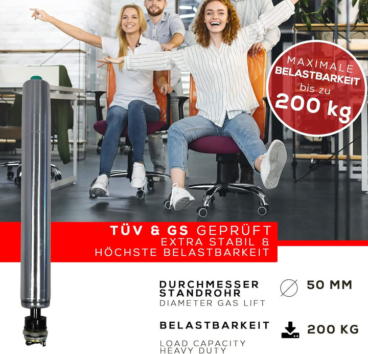 MYNEEED Gasdruckfeder Bürostuhl Ersatzteile Compact - Ersatz Gasfeder bis 200 kg für Drehstuhl Chefs