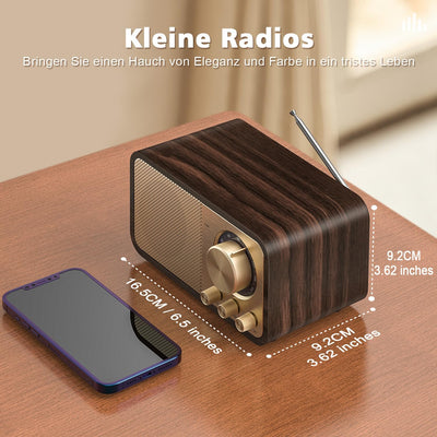 Tendak FM Retro Radio mit Bluetooth, Nostalgie Radio Klein mit 2000mAh Wiederaufladbare Batterie, Kl