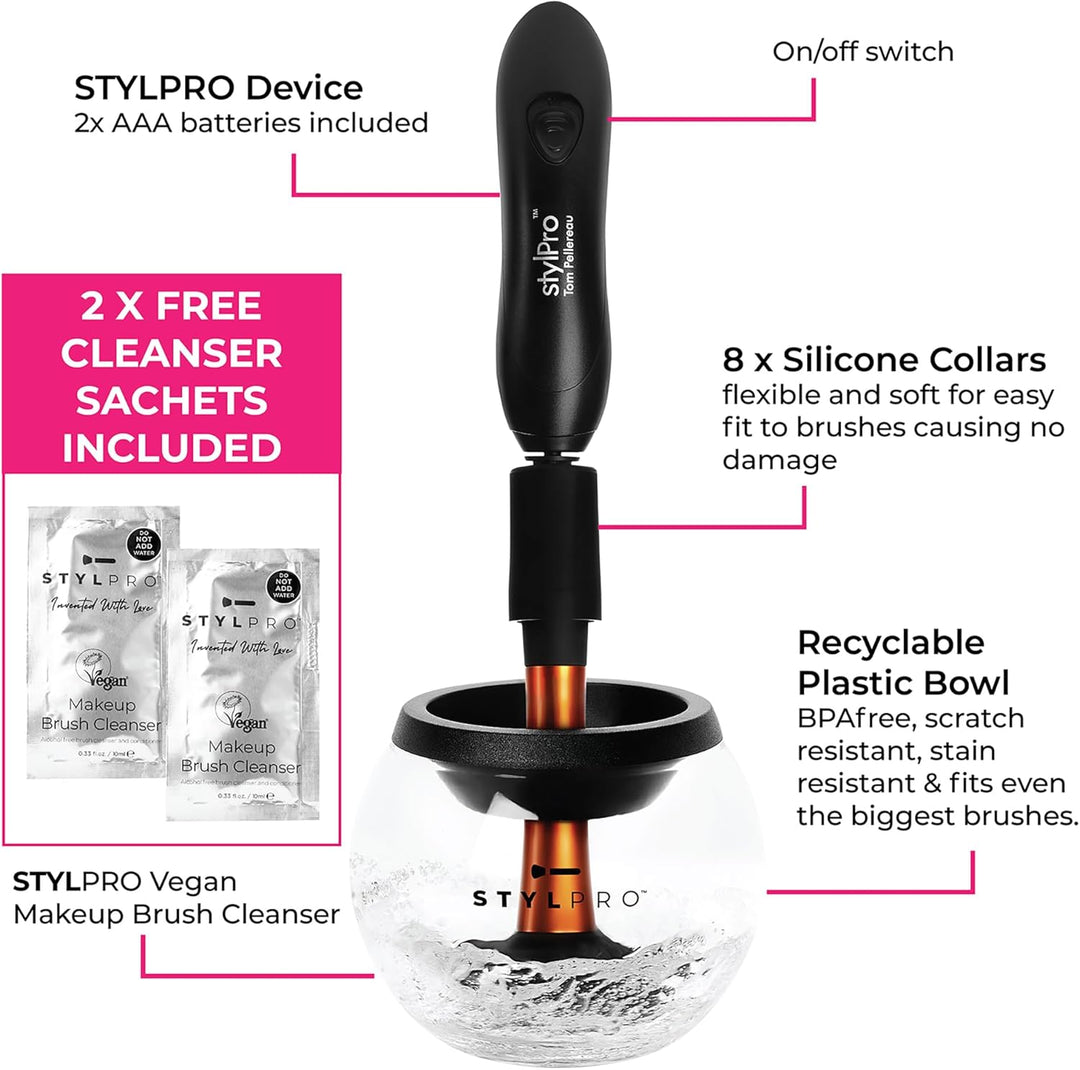 STYLPRO Elektrischer Make-up-Pinselreiniger & Trockner - Reinigt und trocknet gründlich in 30 Sekund