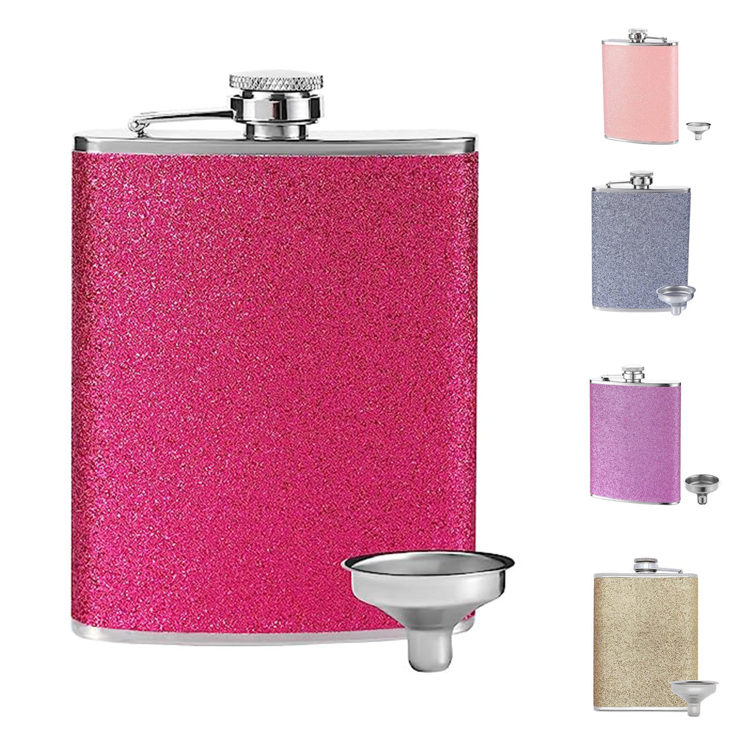Frauen Flachmann Klein mit Glitzer Color Mini Mit A Trichter Tragbar Edelstahl Flachmann Tragbar Ede