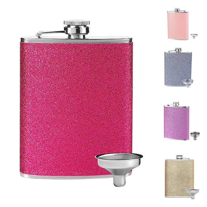 Frauen Flachmann Klein mit Glitzer Color Mini Mit A Trichter Tragbar Edelstahl Flachmann Tragbar Ede