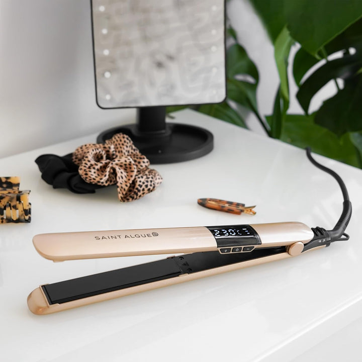 Demeliss Saint Algue GOLD Glätteisen – Dünne Keramikplatten mit Turmalin – Temperatur 150–230 °C – G