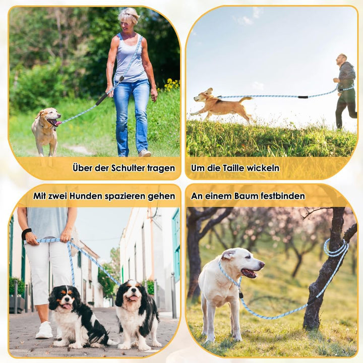 Hundeleine 3m für Kleine mittelgrosse Hunde, 8in1 Schleppleine mit 3 Verstellbare Schnalle und Griff