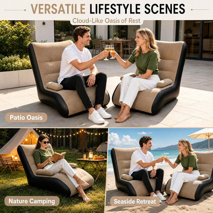 Aufblasbares Sofa mit Armlehne, wasserdicht, tragbar, für Camping