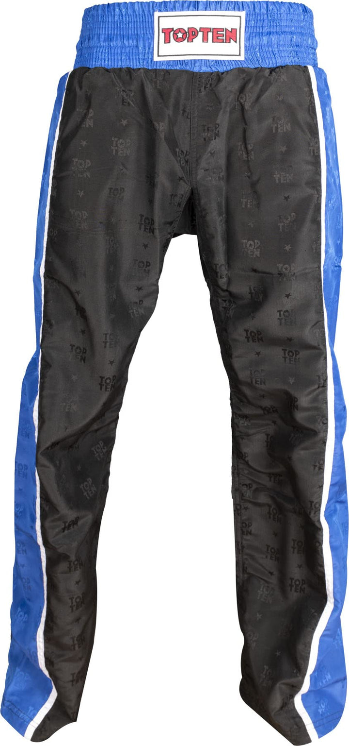 TOP TEN Kickboxhose „Stripes“ L Schwarz - Blau, L Schwarz - Blau