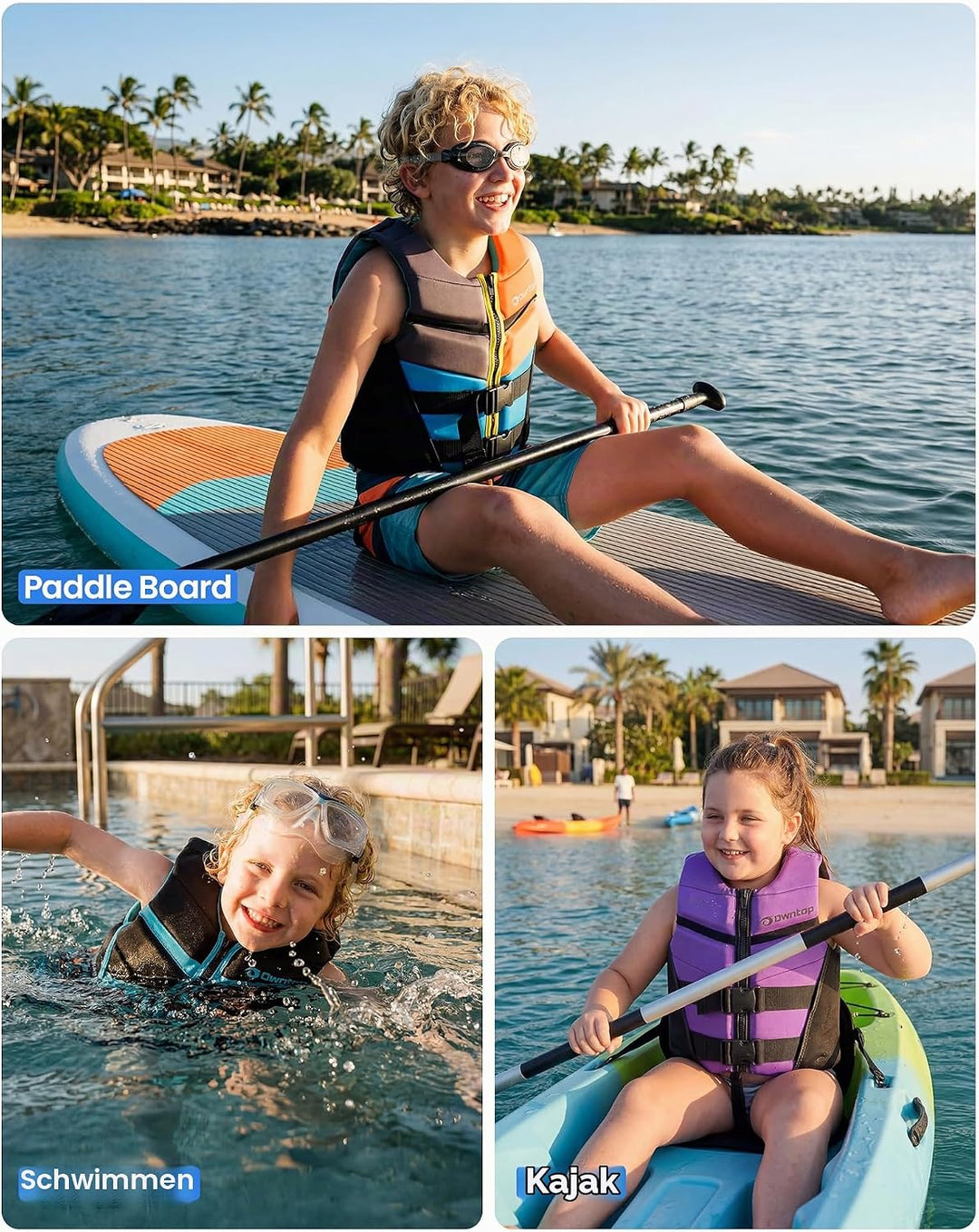Owntop Schwimmhilfe für Jugend Kinder, Verstellbare Auftriebsweste Unisex, Schwimmweste mit Doppelte