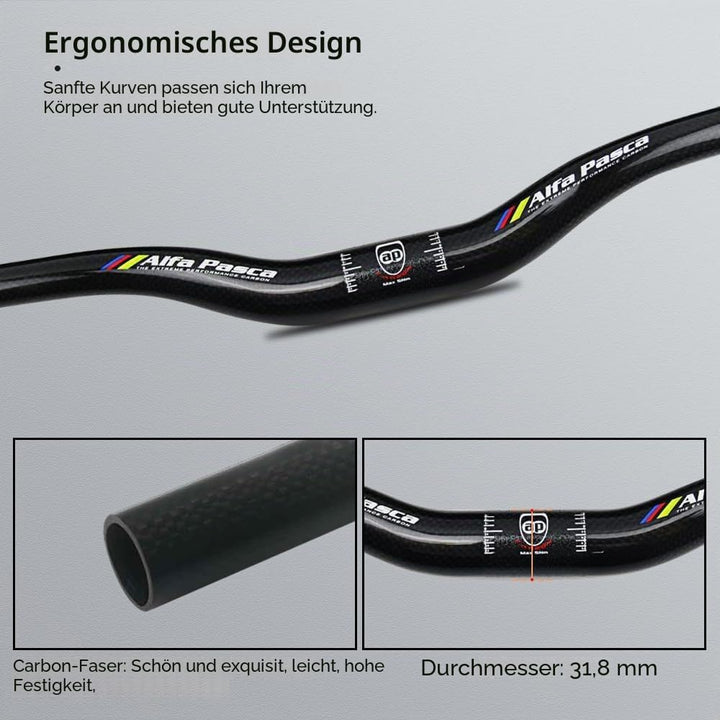 Alfa Pasca Carbon Mountain Fahrrad Lenker Ebene Steigleitung MTB Fahrrad Lenker Rot/Schwarz 3K Matt/