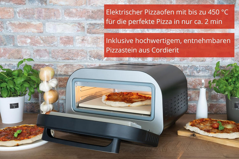 Unold 68815 Pizzaofen Don Luigi - Schwarz, Elektrischer Ofen, 1.700 Watt, rostfreier Edelstahl, bis