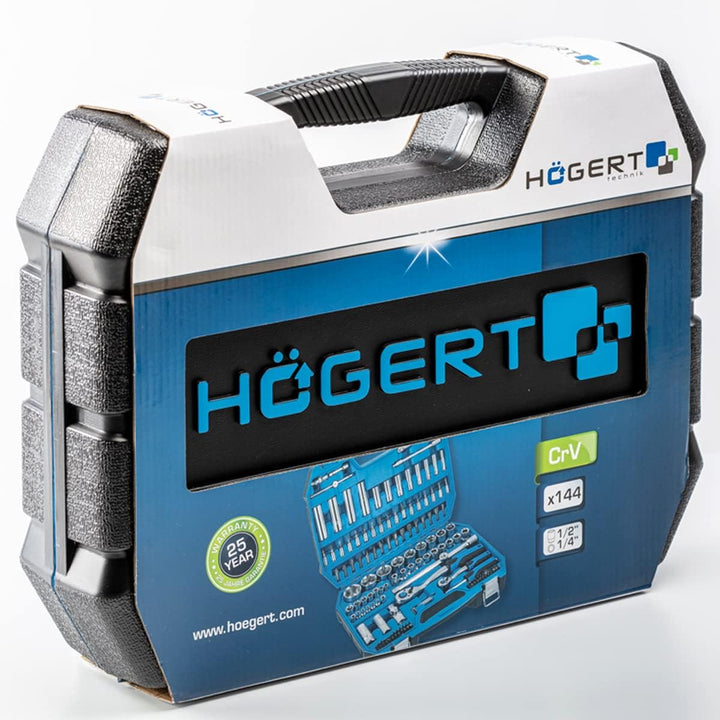 Högert Technik - Werkzeugset I Steckschlüssel, Bits und Zubehör I 1/4” und 1/2” I Hochqualitativem L