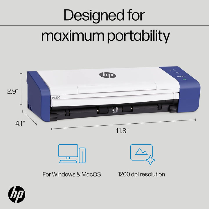 HP Kompakter Desktop Duplex USB Mobiler Dokumenten- & Foto-Scanner mit Auto-Feed Tray für tragbares