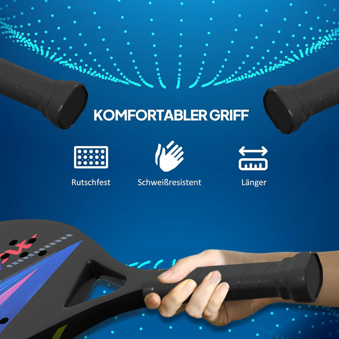 SPORTNOW Pickleball Paddles Set Schläger Set mit 2 Schlägern, Kohlefaser Oberfläche rutschfest Griff