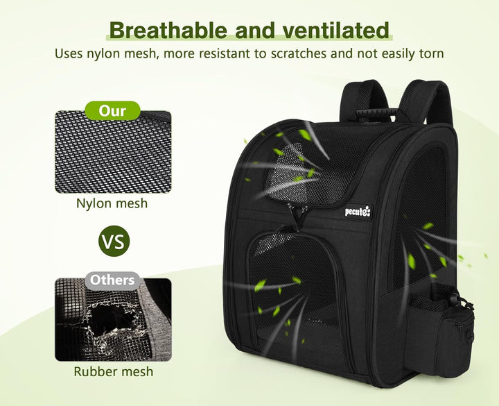 pecute Haustier Rucksack mit Netzfenster, Tragbare und Faltbare Katzentasche, Atmungsaktive und Leic