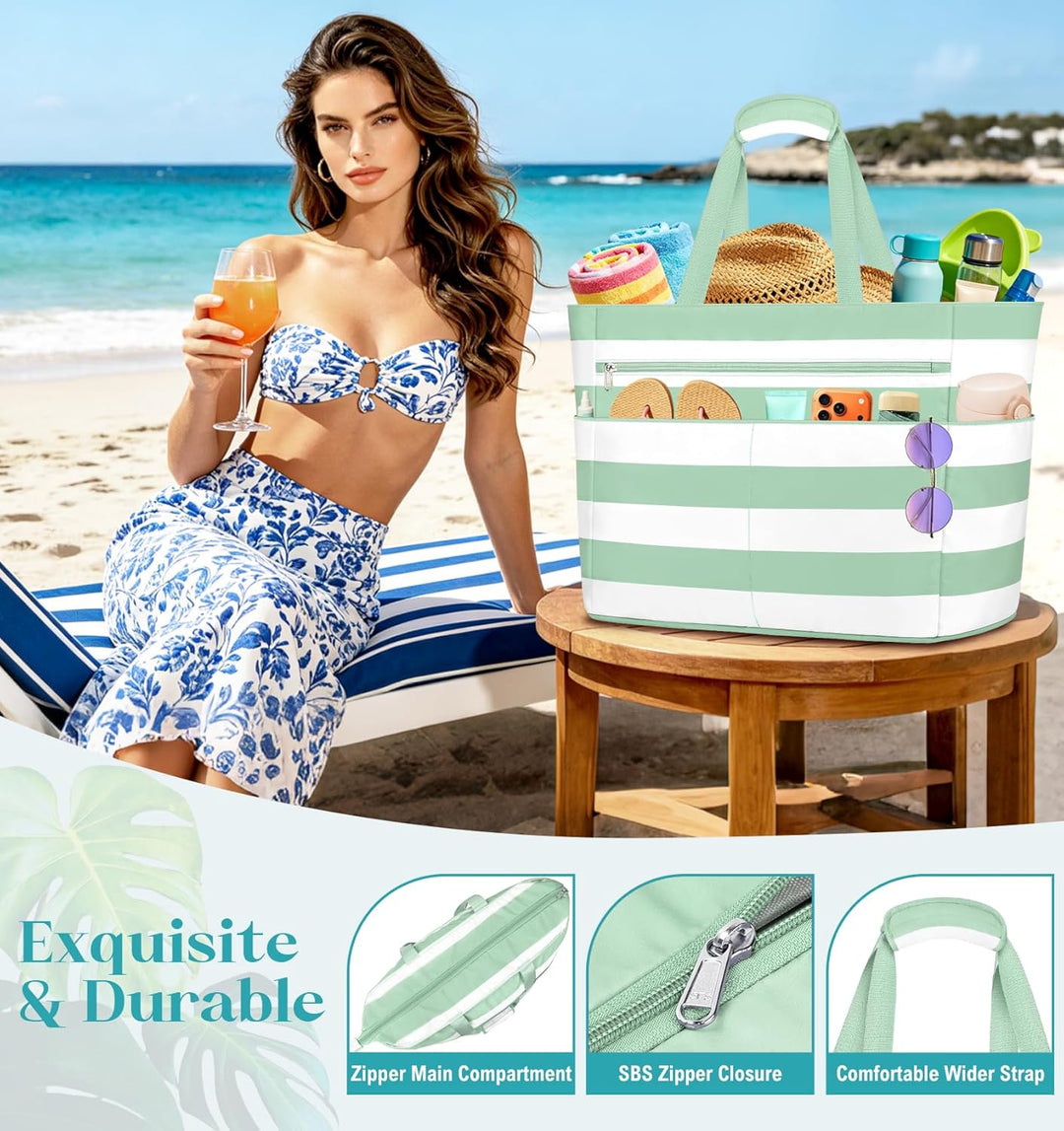 Grosse Strandtasche mit Reissverschluss XXL Familie Strandtasche Damen Gross Shopper Tasche Beach To