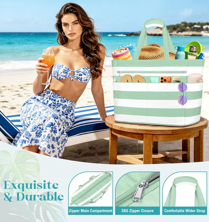 Grosse Strandtasche mit Reissverschluss XXL Familie Strandtasche Damen Gross Shopper Tasche Beach To