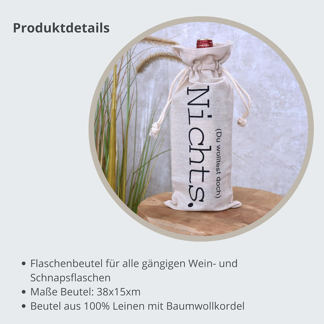 Flaschenbeutel Nichts | Geschenkverpackung "Für alle, die sich nichts wünschen!" | Geschenk zu Weihn