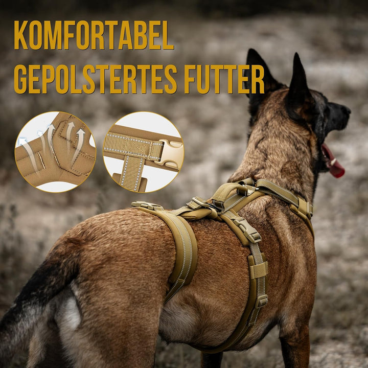 OneTigris Hundegeschirr, HOUNDLOCK Taktisches Geschirr Ausbruchsicher Einstellbar Weich Gepolstert B