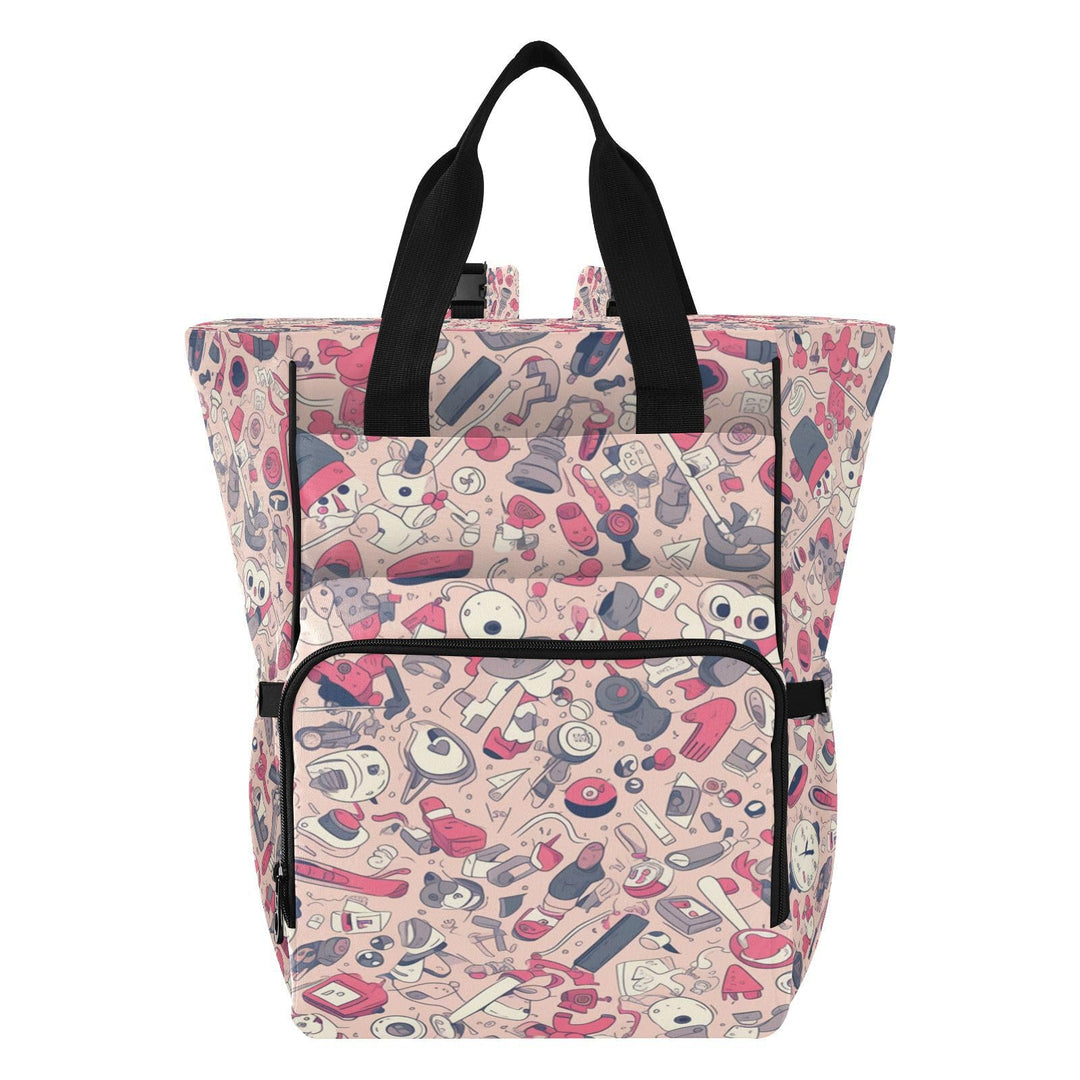 Niedliche Kunst Der Rosa Karikatur Wickeltasche,Reiserucksack Grosse Kapazität,Tragetasche für Mütte