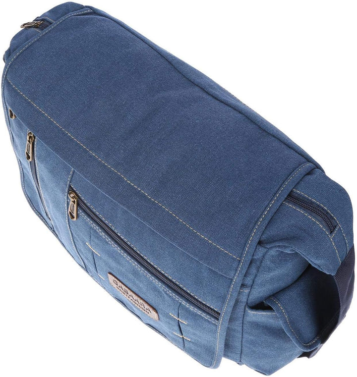 Christian Wippermann grosse XL Herren Damen Tasche Umhängetasche Canvas Messenger Bag Blau, Blau