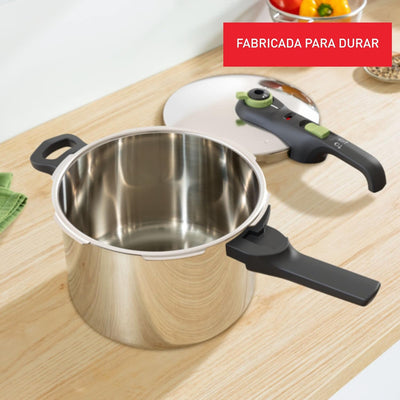 Tefal Secure Trendy 8L Schnellkochtopf mit Korb - Zwei Programme, Gemüse und Fleisch, schnellere Mah