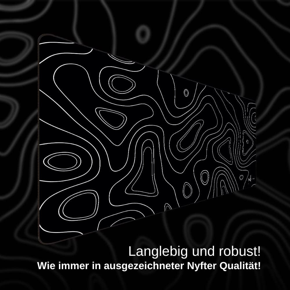Nyfter - 3XL Gaming Mauspad Schwarz im Topography Design 1200 x 600mm Premium Mousepad Size Gross ve
