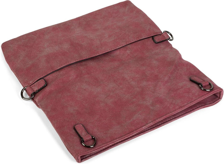 styleBREAKER Fold-Over-Clutch in Wildlederoptik mit Überschlag, 3-in-1 Tasche, Schulterriemen, Trage