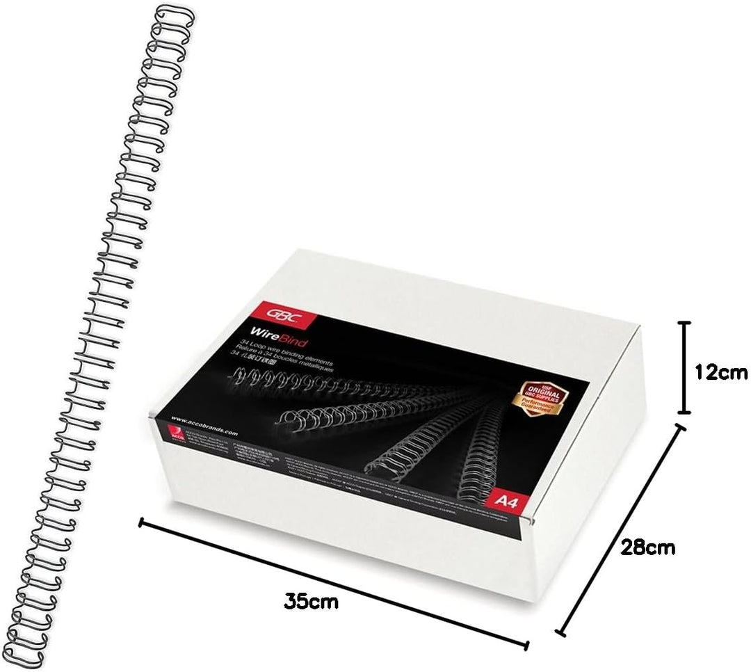 GBC WireBind 414627 Drahtbinderücken, 100 Stück, 12.5mm, schwarz schwarz 12.5mm, schwarz 12.5mm