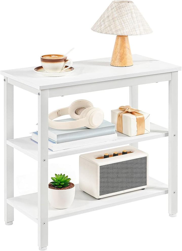 HOOBRO Beistelltisch, Nachttisch mit 3 Ablage, Sofatisch Industriestil, Nachtschrank, Schlafzimmer,