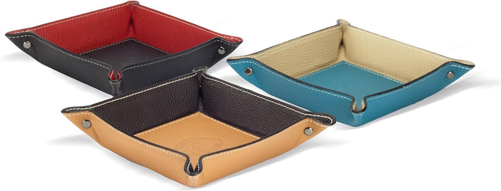 Luni Taschenleerer Leder, Handgearbeitet in klassischem italienischem Stil, Ordentlich Tablett, Hell