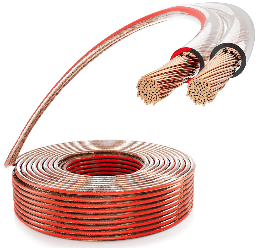 Poppstar 10m Lautsprecherkabel 2x2,5 mm² (Vollkupfer-Innenleiter OFC 99,99%, PVC Mantel transparent)