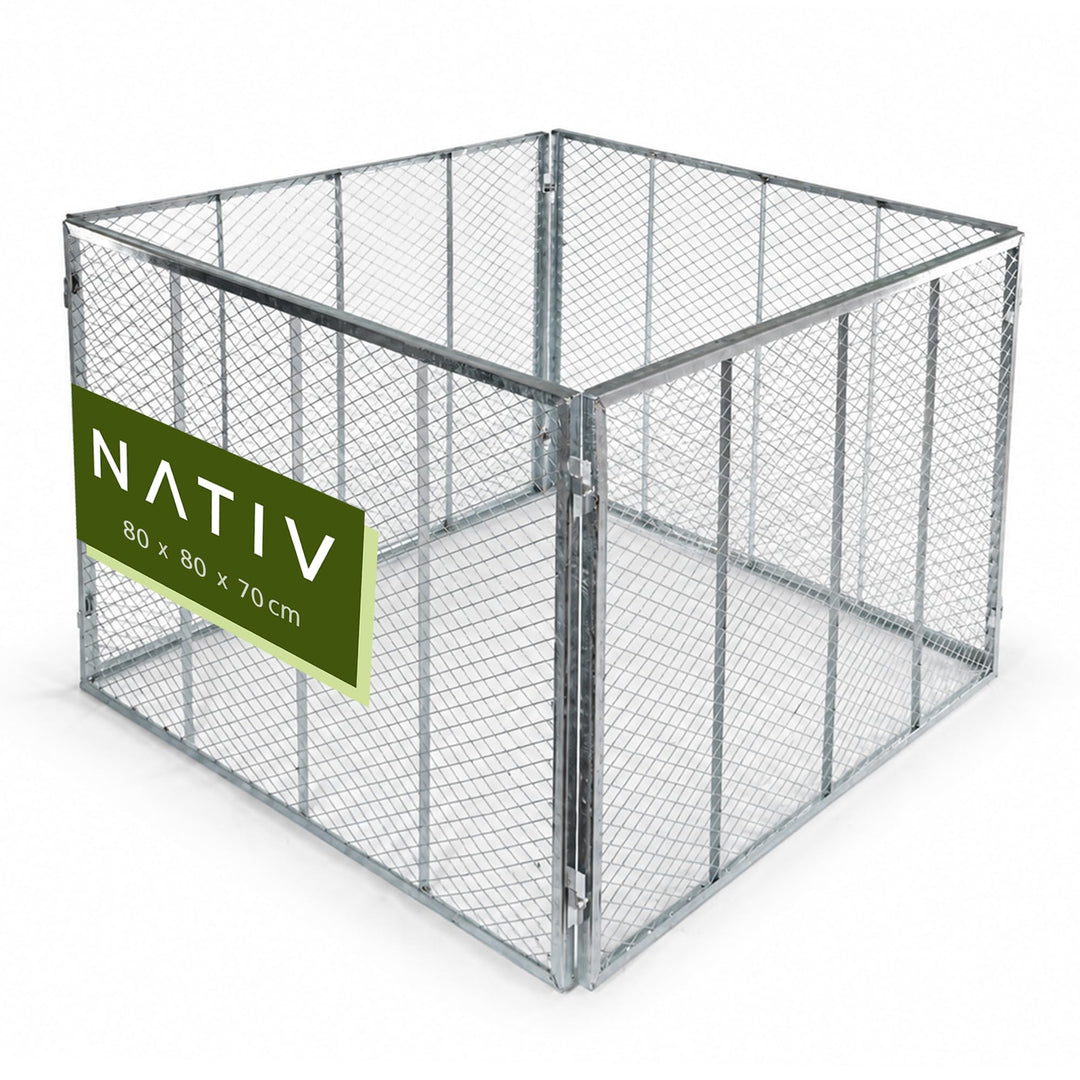 NATIV Garten Komposter 80x80x70 cm galvanisiert, Metallkomposter mit 448 Litern, Drahtkomposter für