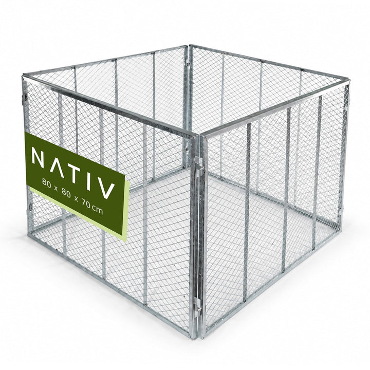 NATIV Garten Komposter 80x80x70 cm galvanisiert, Metallkomposter mit 448 Litern, Drahtkomposter für