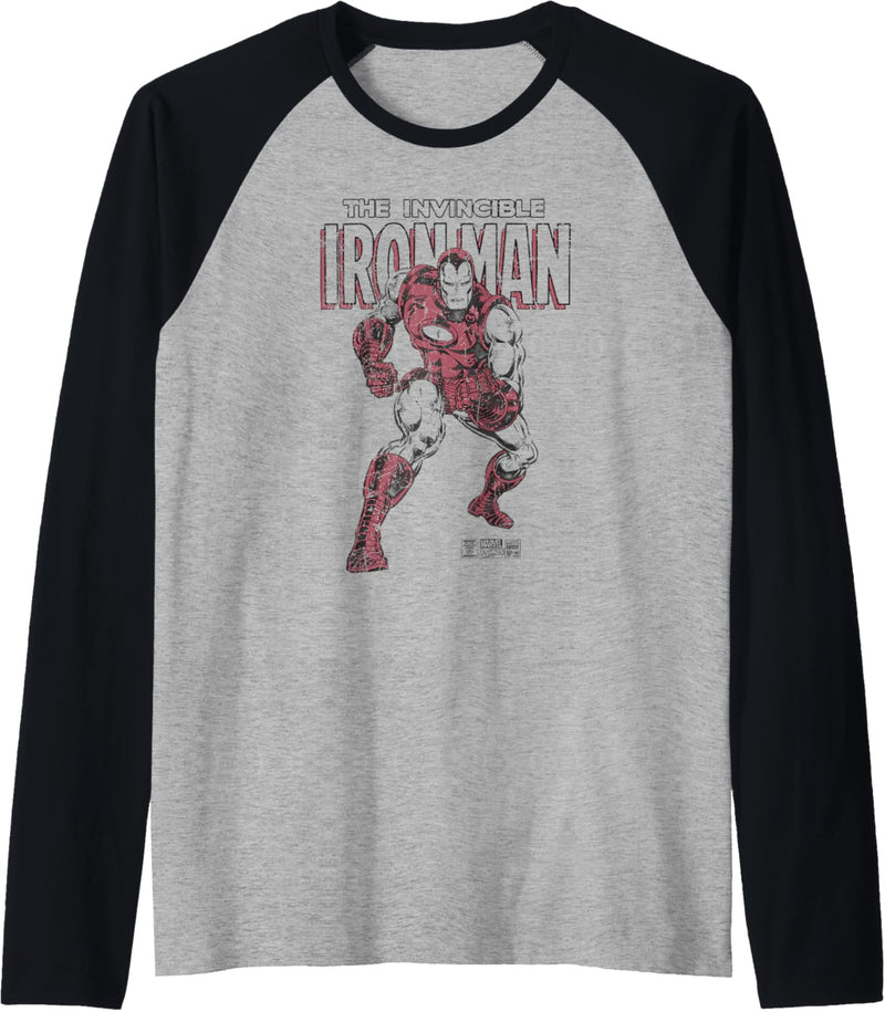 Marvel Iron Man Invincible Distressed Pose Raglan