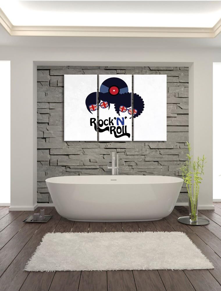 Pixxprint Rock 'n' Roll Schallplatte als Leinwandbild/Grösse: 3 Teilig (120x80) cm/Wandbild/Kunstdru