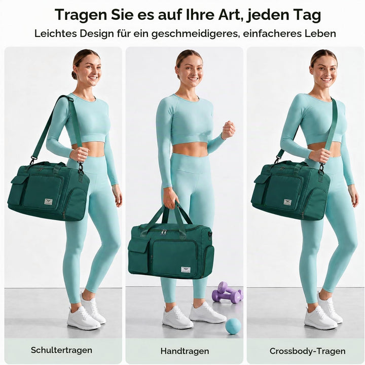 FIORETTO 35L Damen Sporttasche, Faltbare Reisetasche mit Schuhfach &amp; Nassfach, Wasserabweisende Week