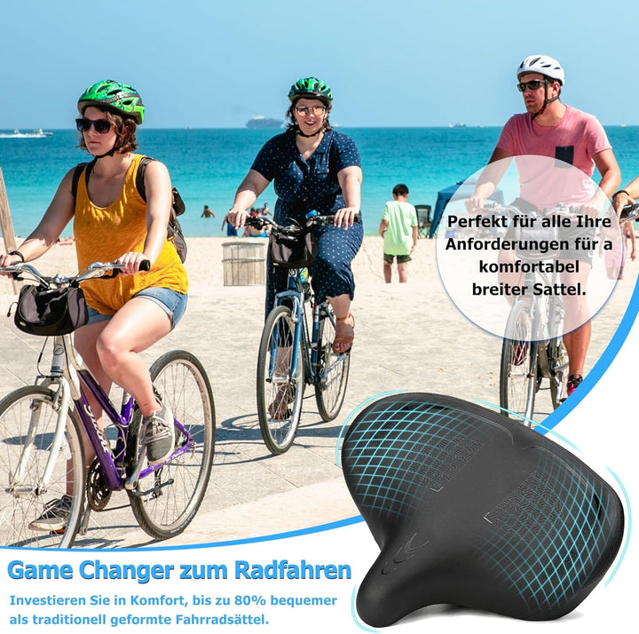 Übergrosser Fahrradsattel Herren Damen Bequem, Extra Breit Weich Schaum Gepolstert Fahrradsitz Ergon