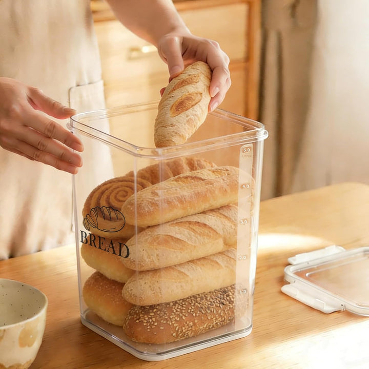 Brotbox Aufbewahrung mit Deckel Clipverschluss – luftdichte Brot Aufbewahrungsdose transparent aus K