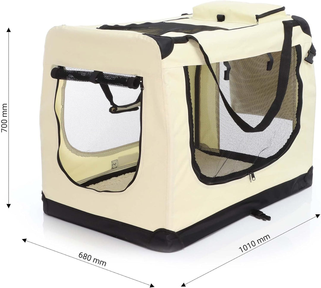 Fudajo Faltbare Transportbox für Hunde, Katzen XXXL (100x69x69cm), robust, leicht, sicher, Hundebox