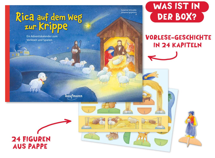 Rica auf dem Weg zur Krippe: Adventskalender zum Vorlesen und Spielen - mit 24 Spielfiguren (Advents