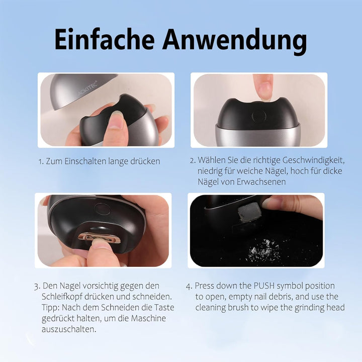 Aokitec Elektrischer Nagelknipser, Elektrischer Nagelschneider, Automatischer Nail Clipper mit LED-L